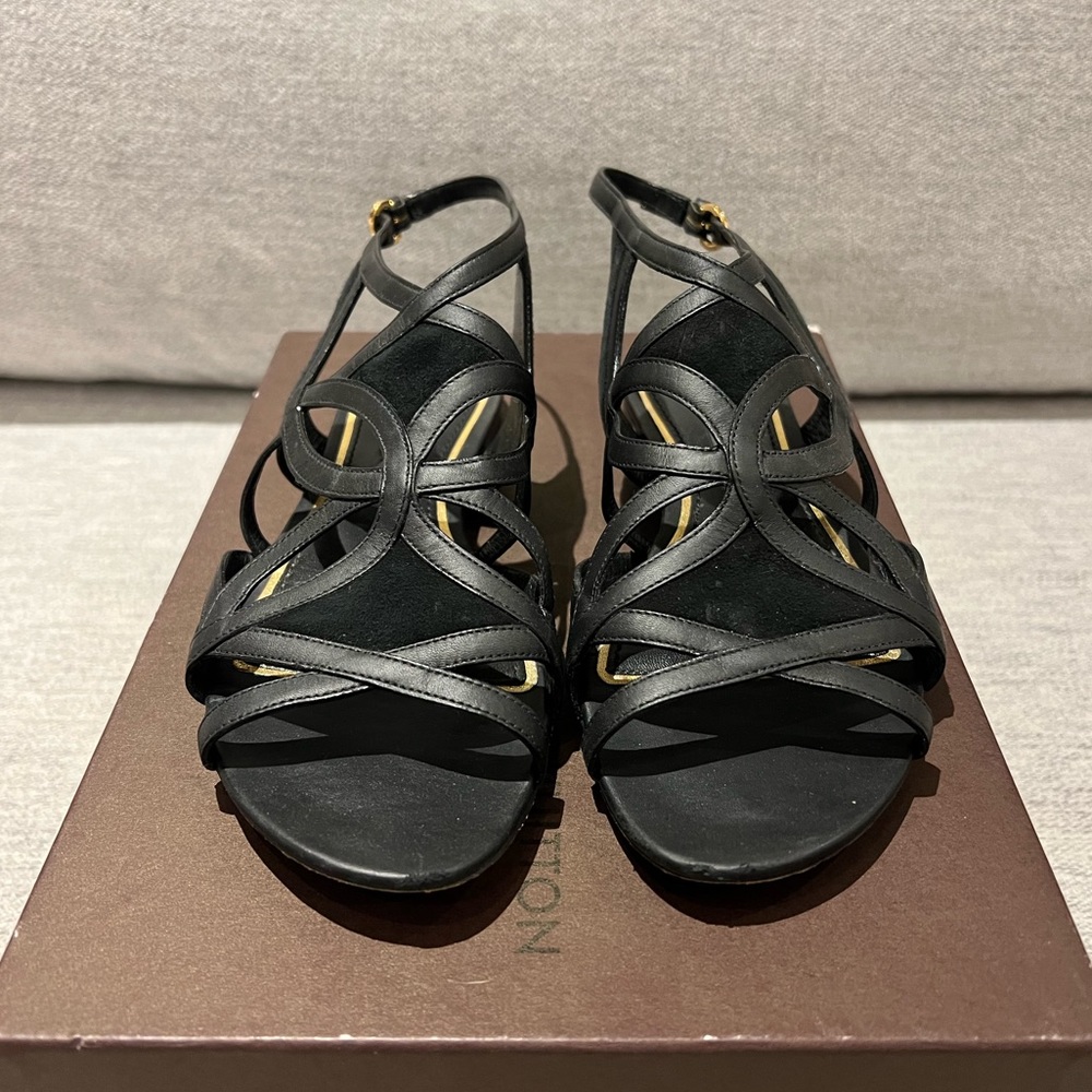 Louis Vuitton Black Strappy Leather Sandals